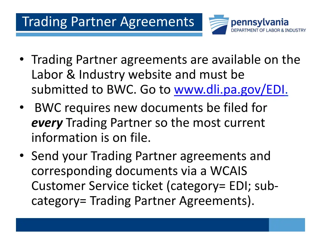 trading partner agreements