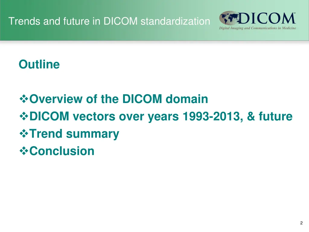 trends and future in dicom standardization