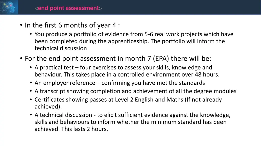 end point assessment