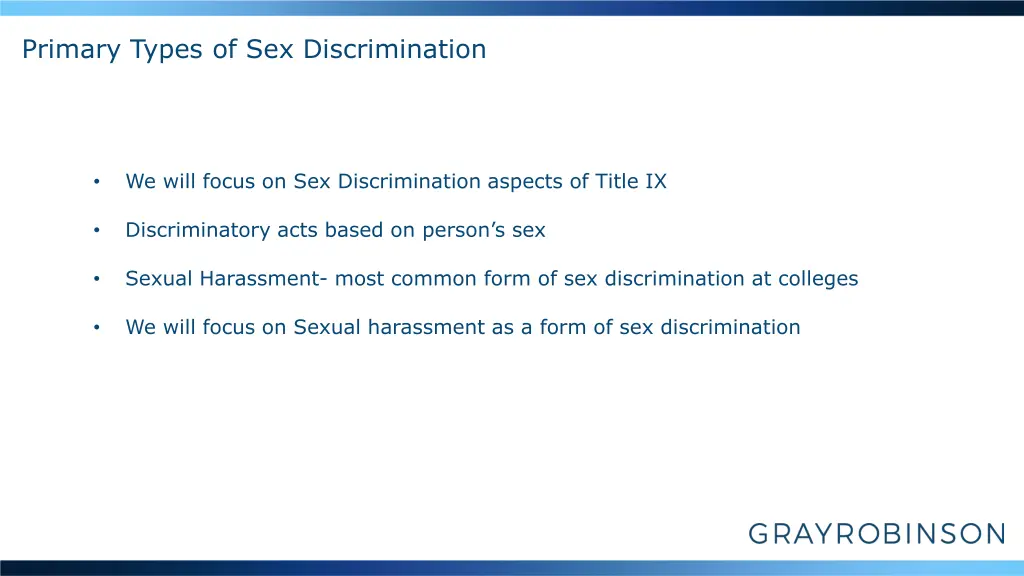 primary types of sex discrimination