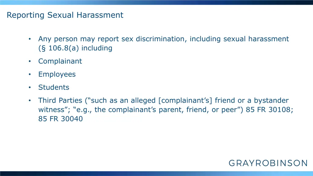 reporting sexual harassment