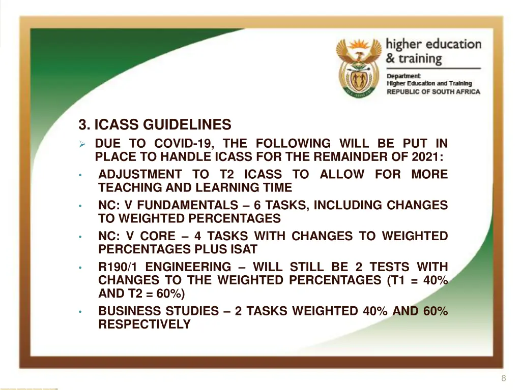 3 icass guidelines due to covid 19 the following