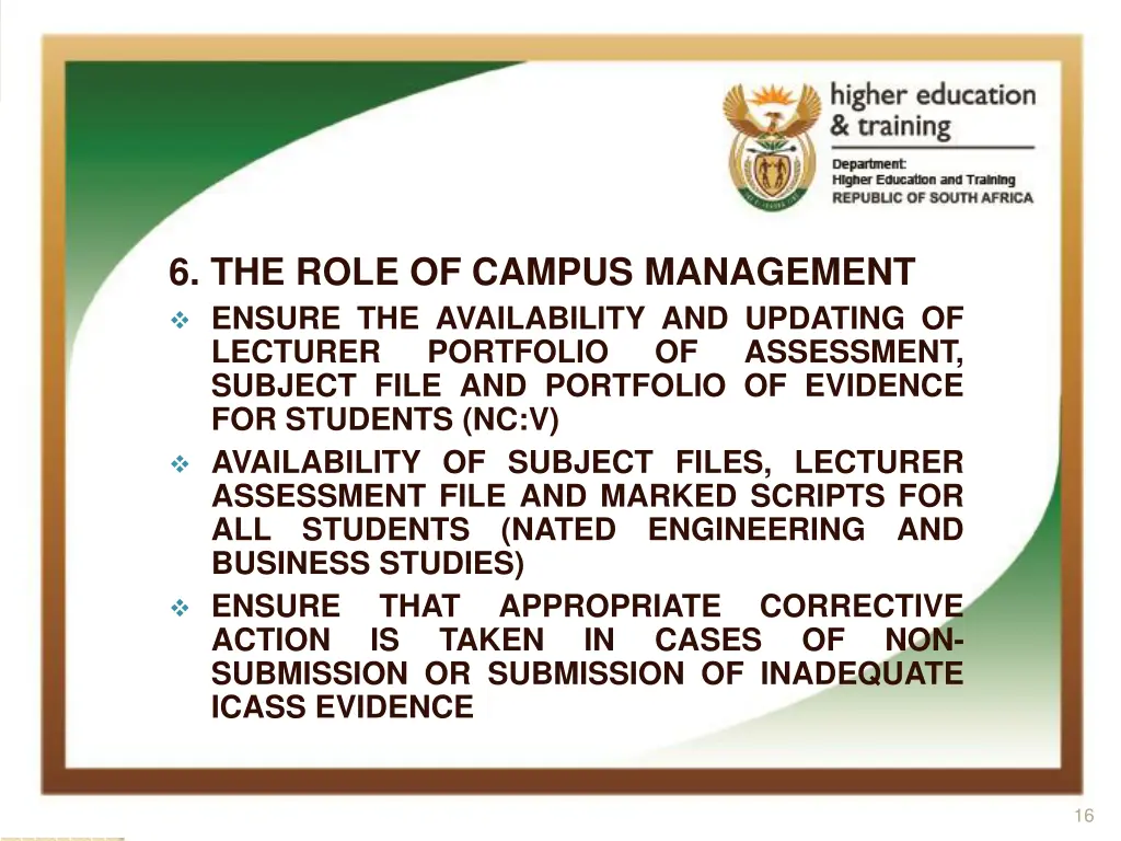 6 the role of campus management ensure 1