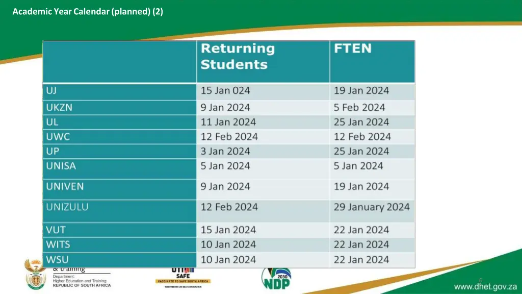 academic year calendar planned 2