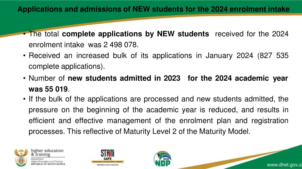 applications and admissions of new students