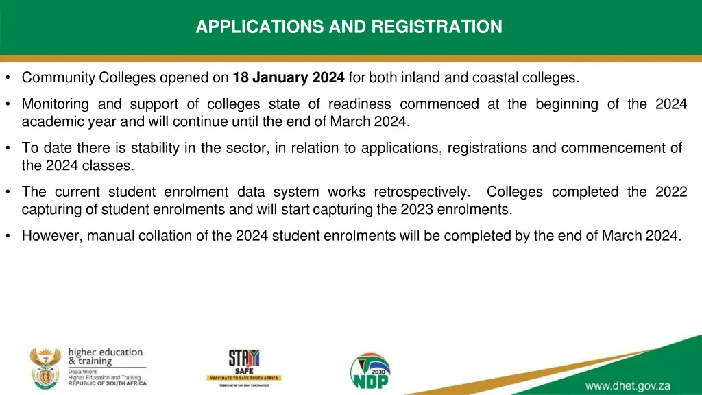 applications and registration