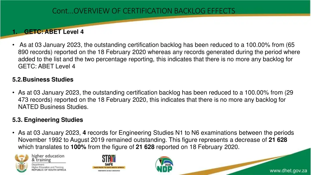 cont overview of certification backlog effects 2