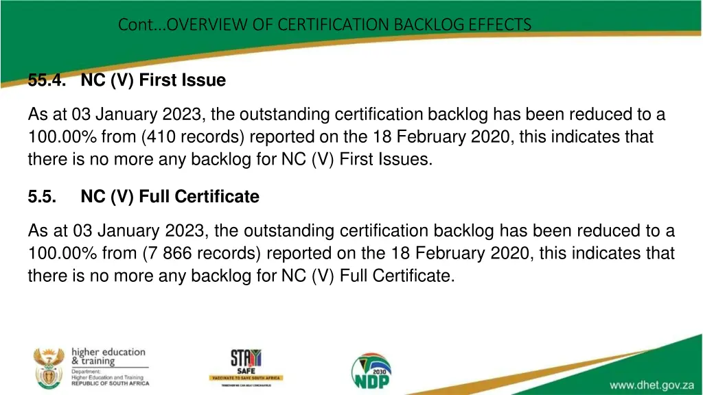 cont overview of certification backlog effects 3