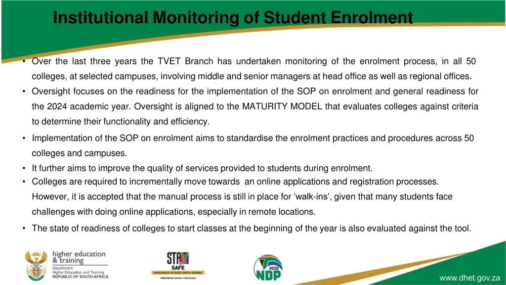 institutional monitoring of student enrolment