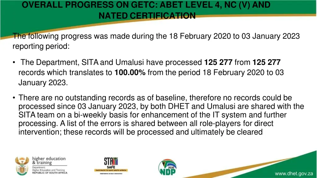 overall progress on getc abet level