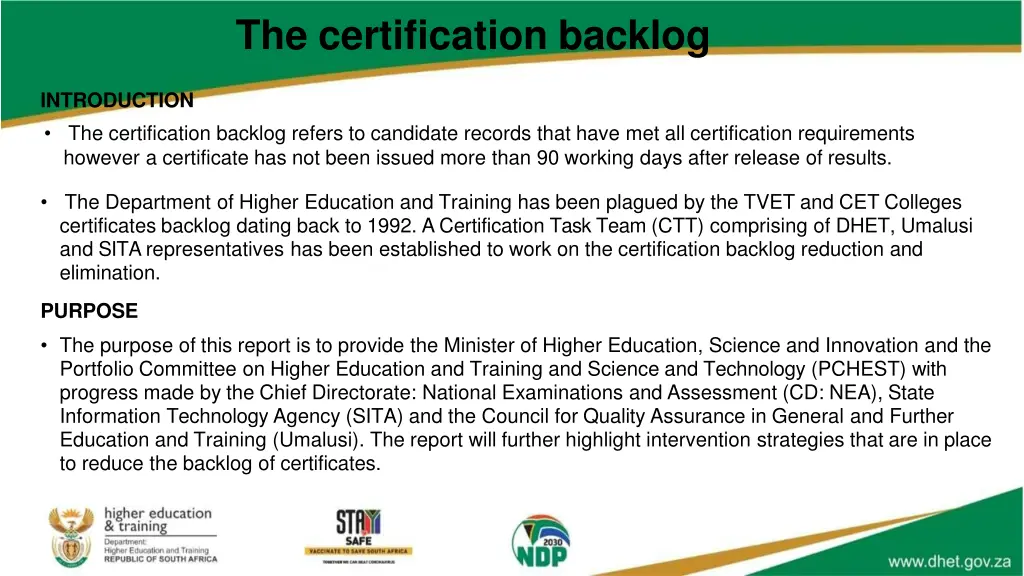 the certification backlog