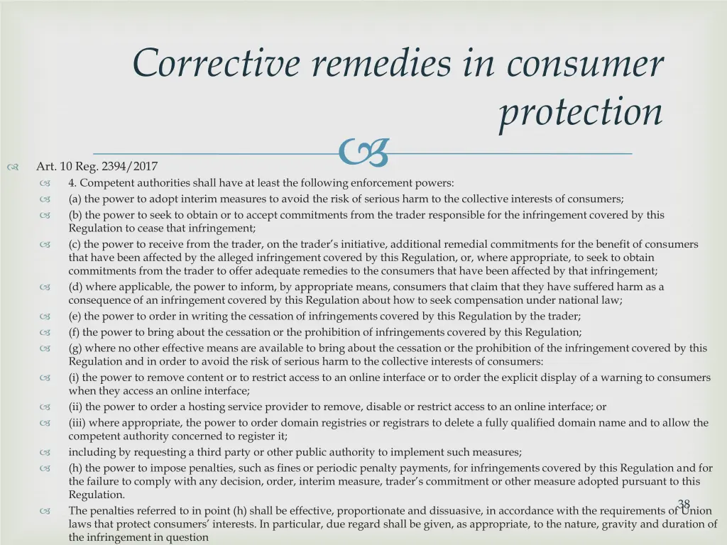 corrective remedies in consumer