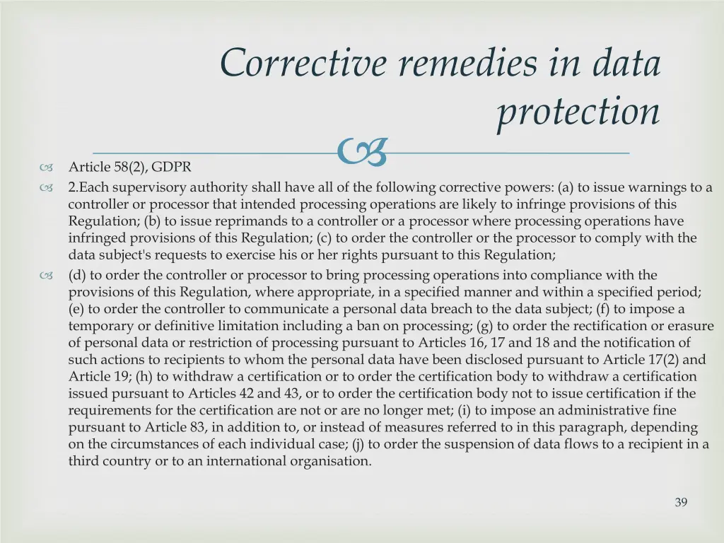 corrective remedies in data