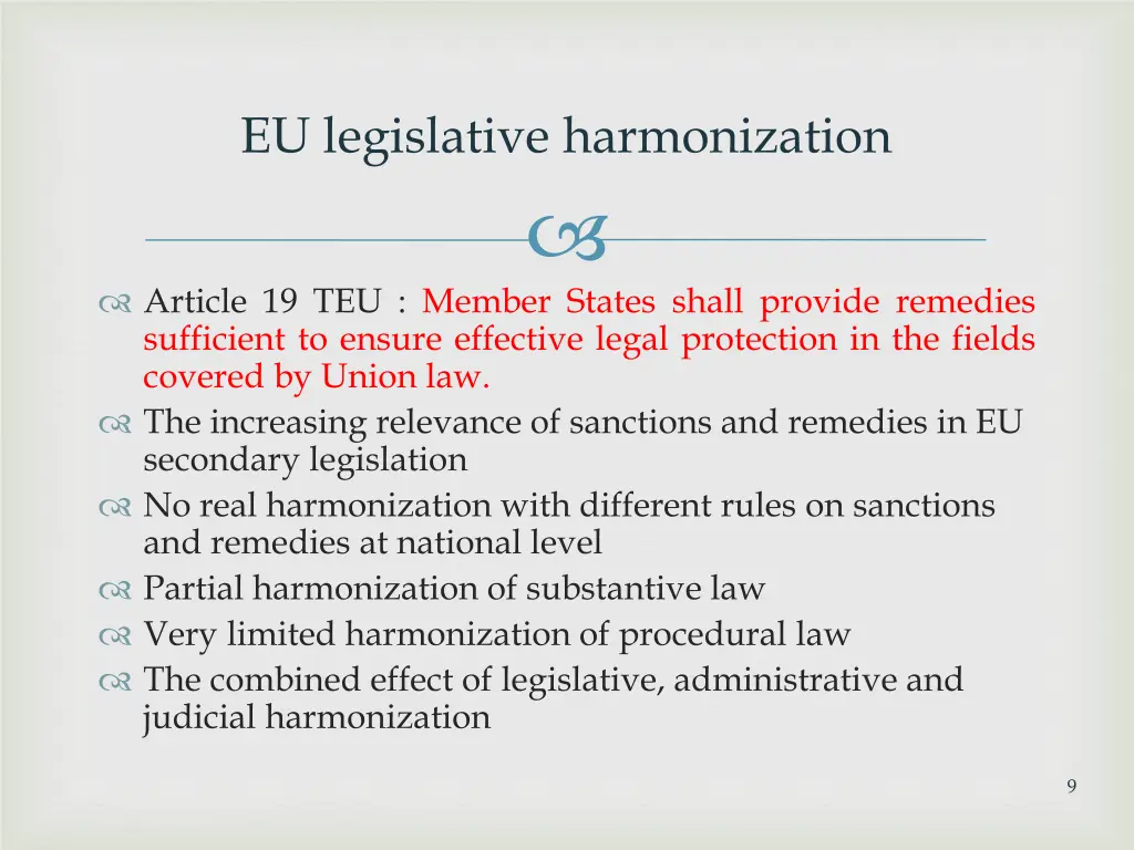 eu legislative harmonization