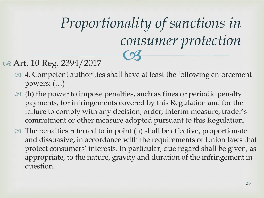 proportionality of sanctions in consumer