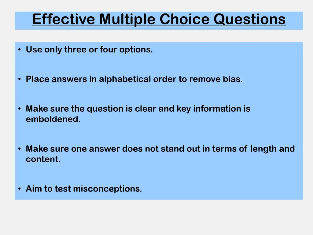 effective multiple choice questions