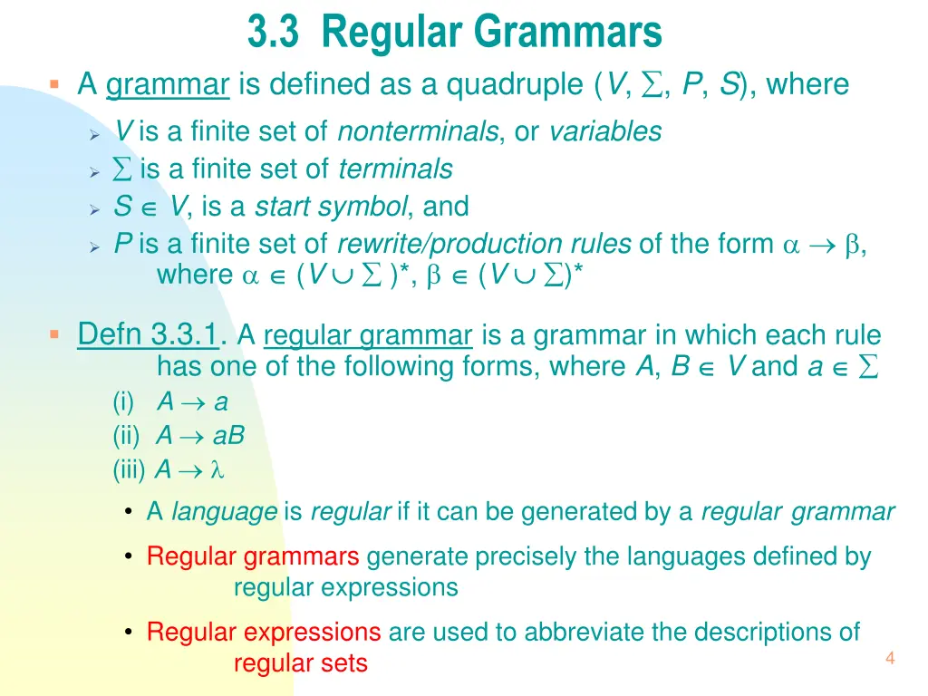 3 3 regular grammars a grammar is defined