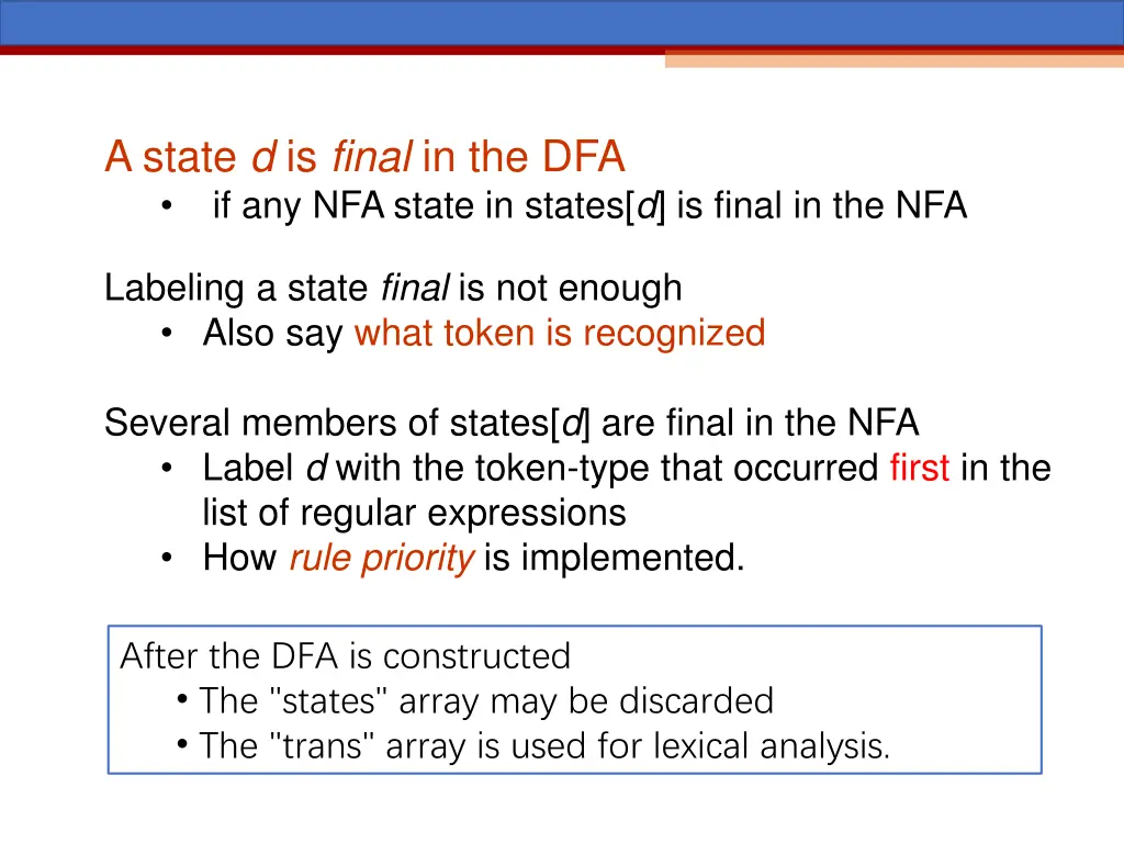 a state d is final in the dfa if any nfa state