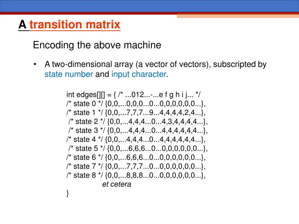 a transition matrix