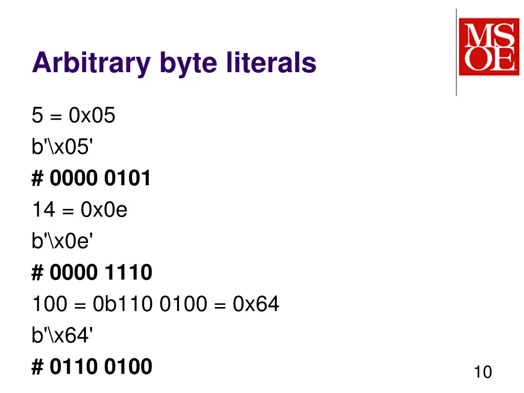 arbitrary byte literals