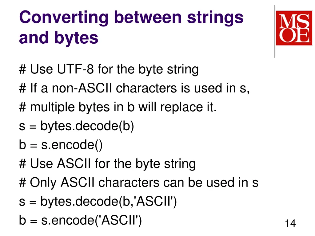 converting between strings and bytes