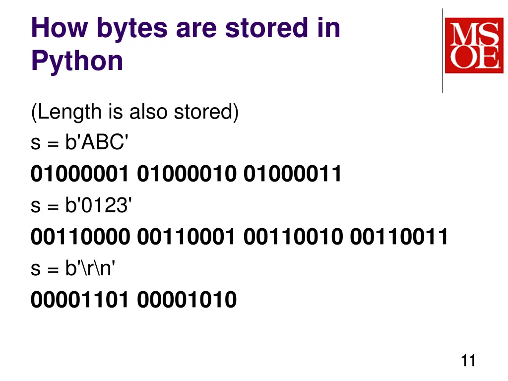 how bytes are stored in python