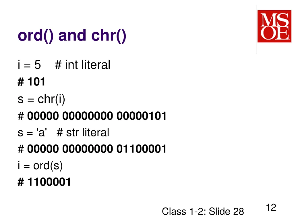 ord and chr