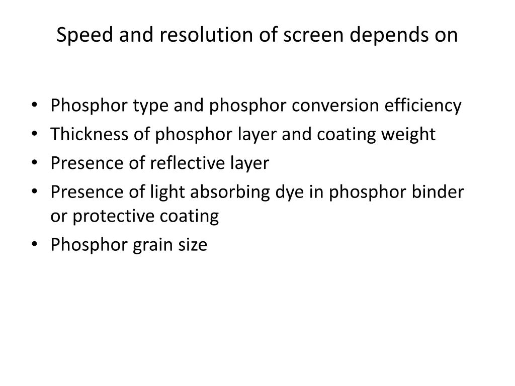speed and resolution of screen depends on