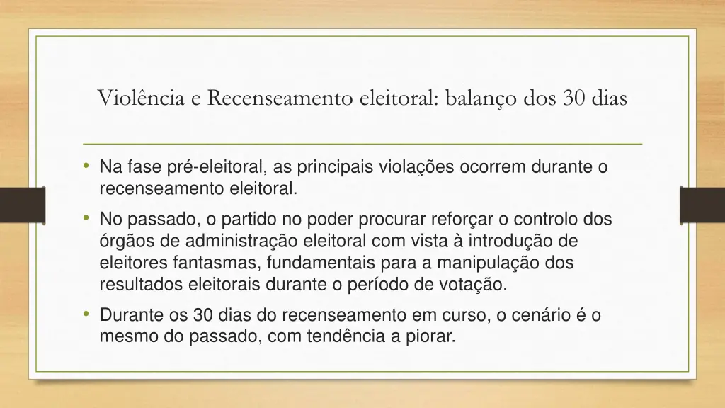 viol ncia e recenseamento eleitoral balan 2