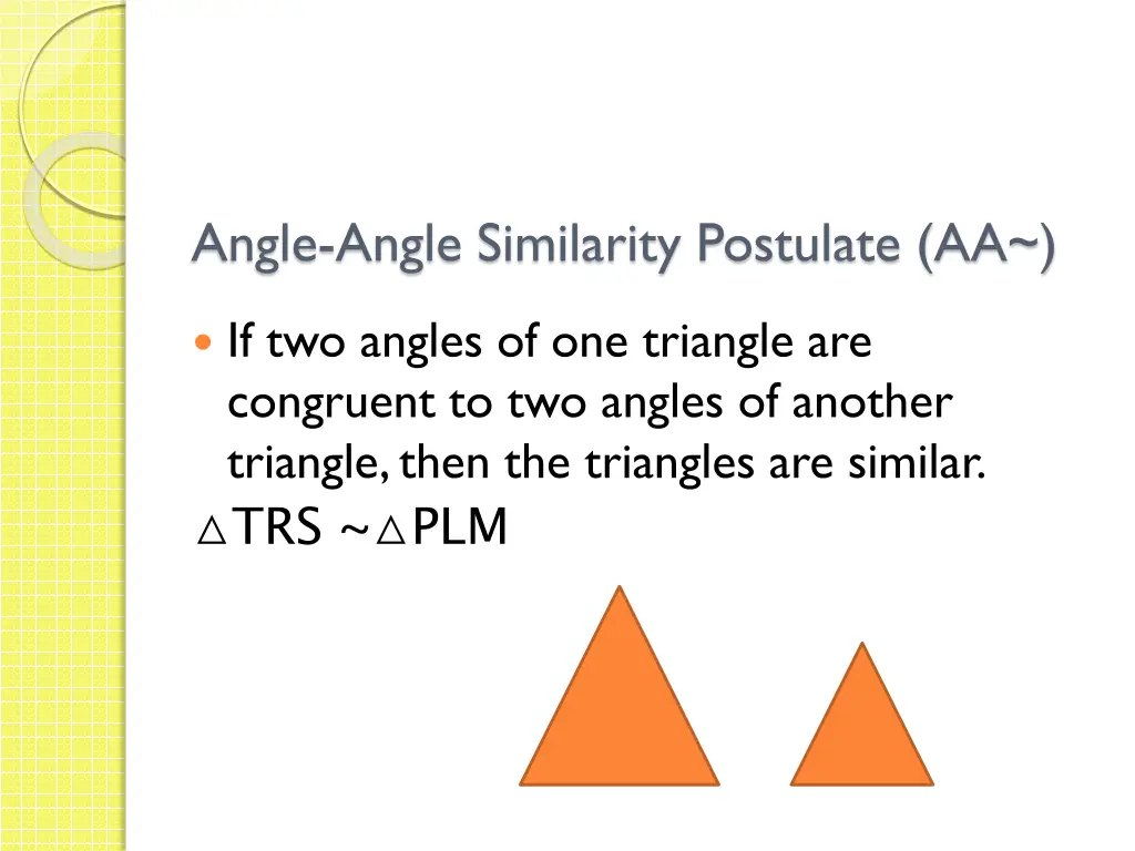 angle angle similarity postulate aa