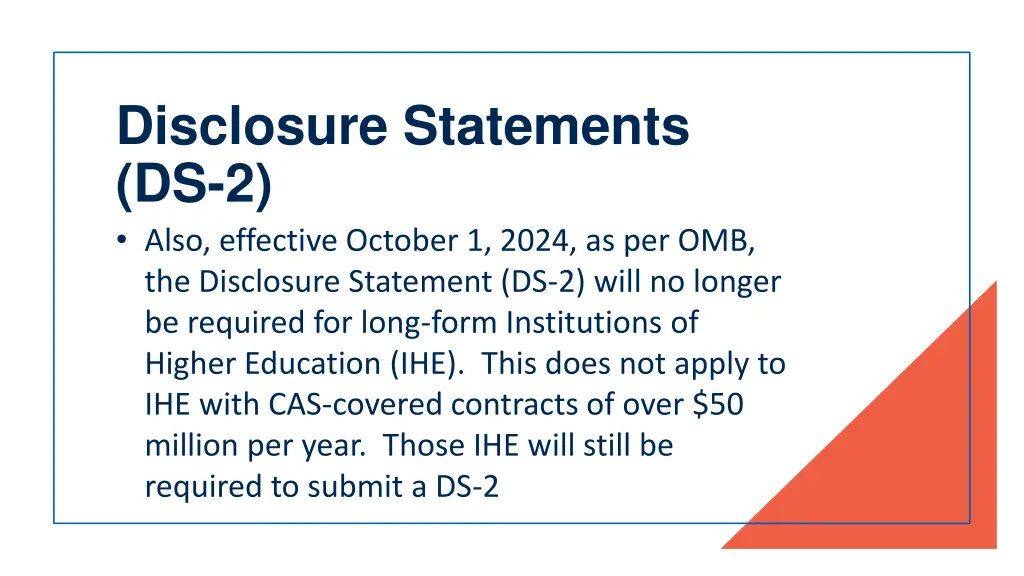 disclosure statements ds 2 also effective october