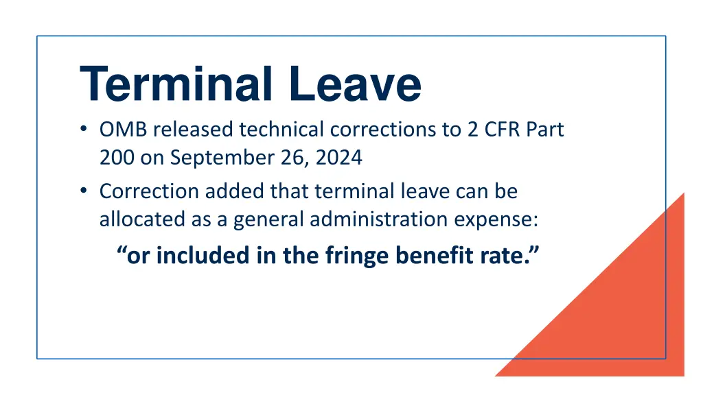 terminal leave omb released technical corrections