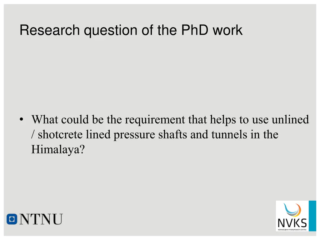 research question of the phd work
