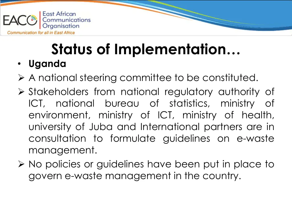 status of implementation uganda a national