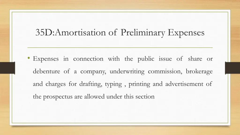 35d amortisation of preliminary expenses