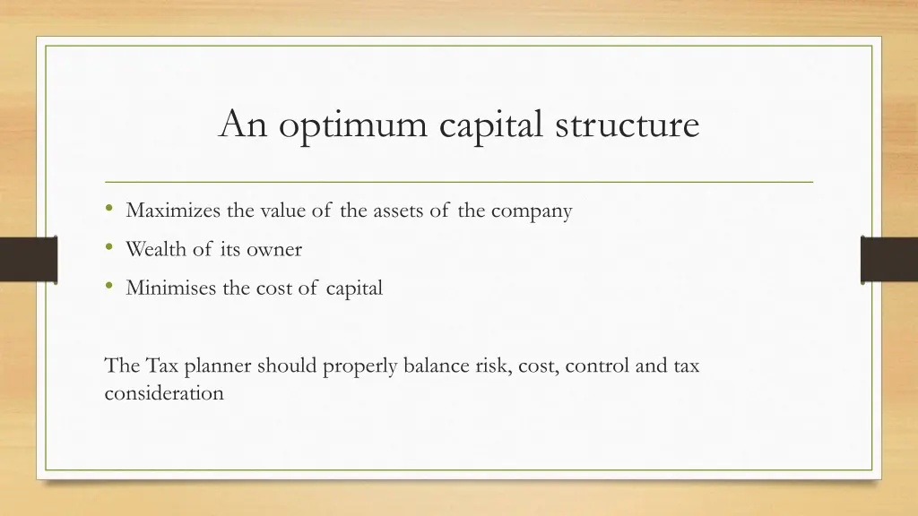 an optimum capital structure