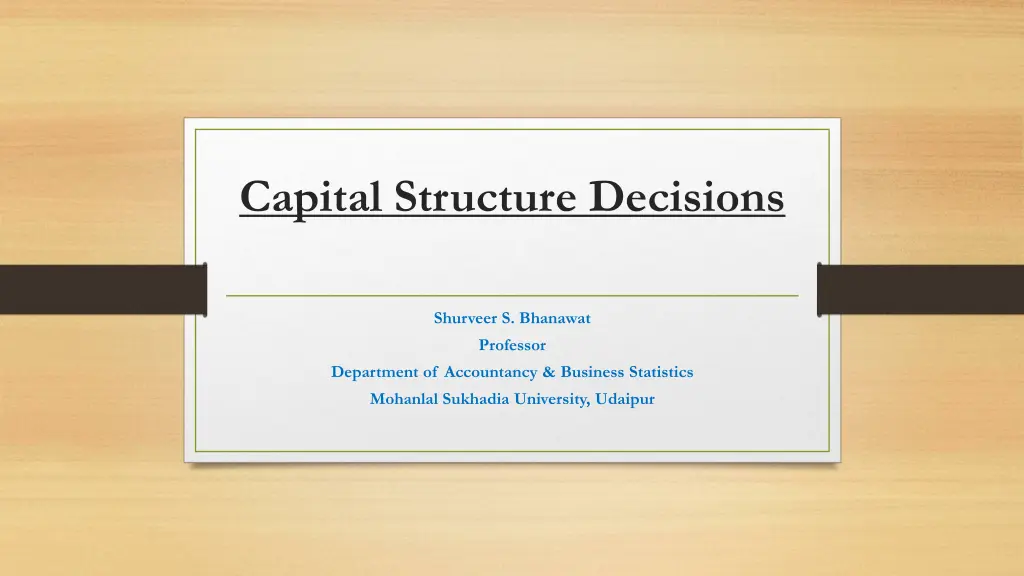 capital structure decisions