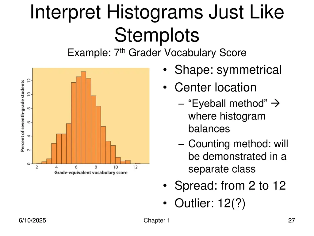 interpret histograms just like stemplots example