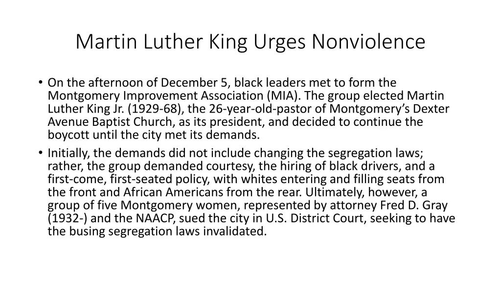 martin luther king urges nonviolence