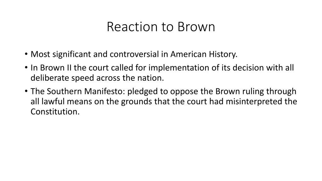 reaction to brown