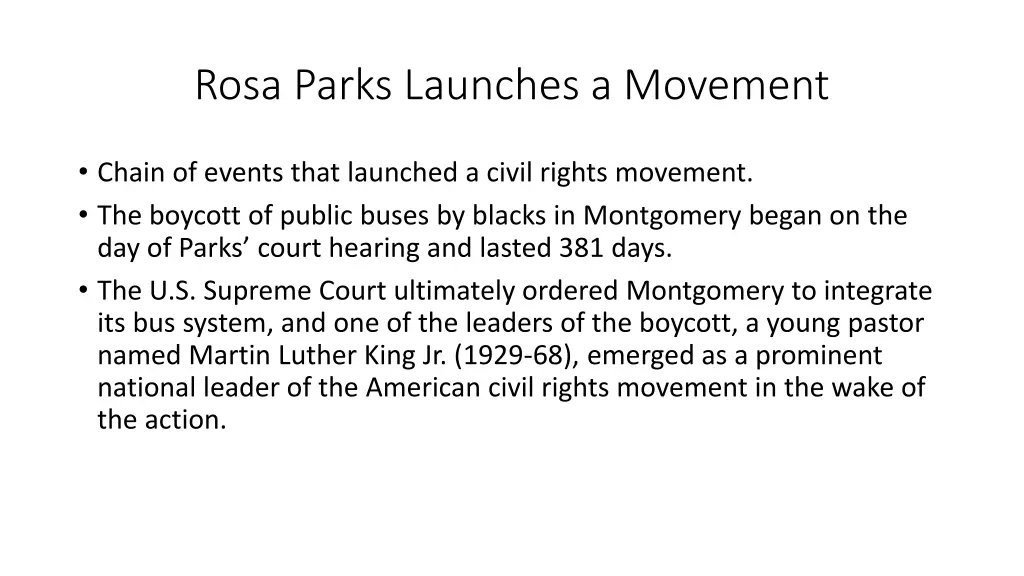 rosa parks launches a movement