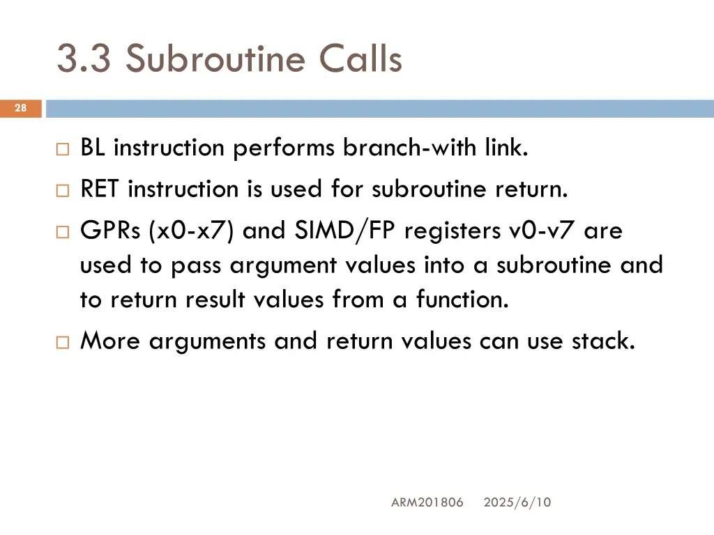 3 3 subroutine calls