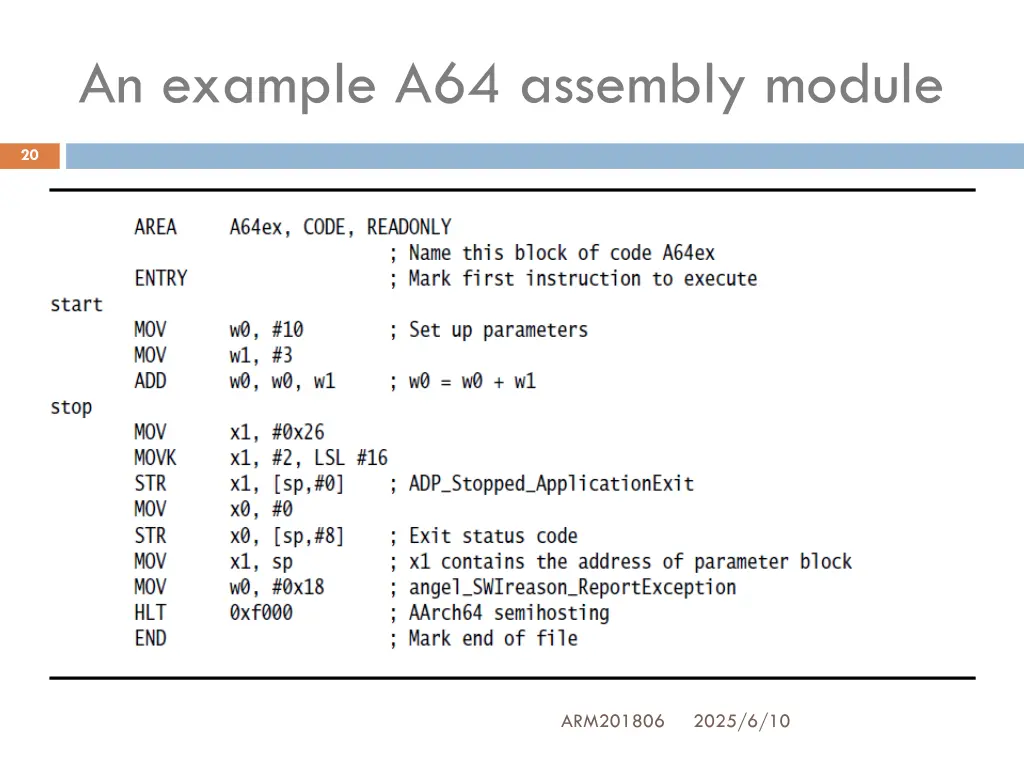 an example a64 assembly module