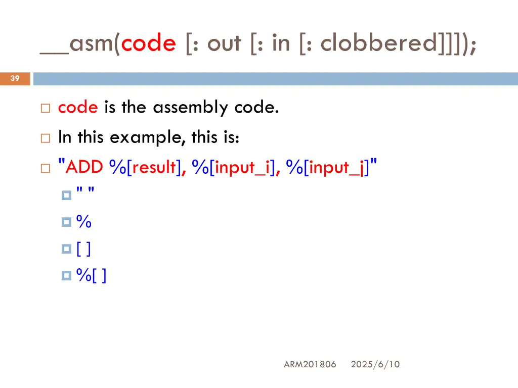 asm code out in clobbered 3