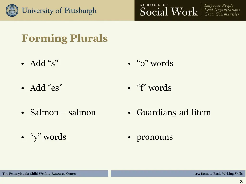 forming plurals