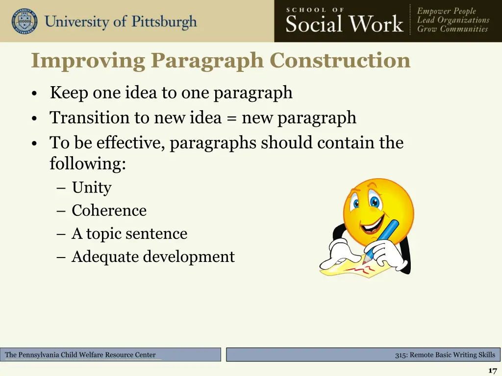 improving paragraph construction