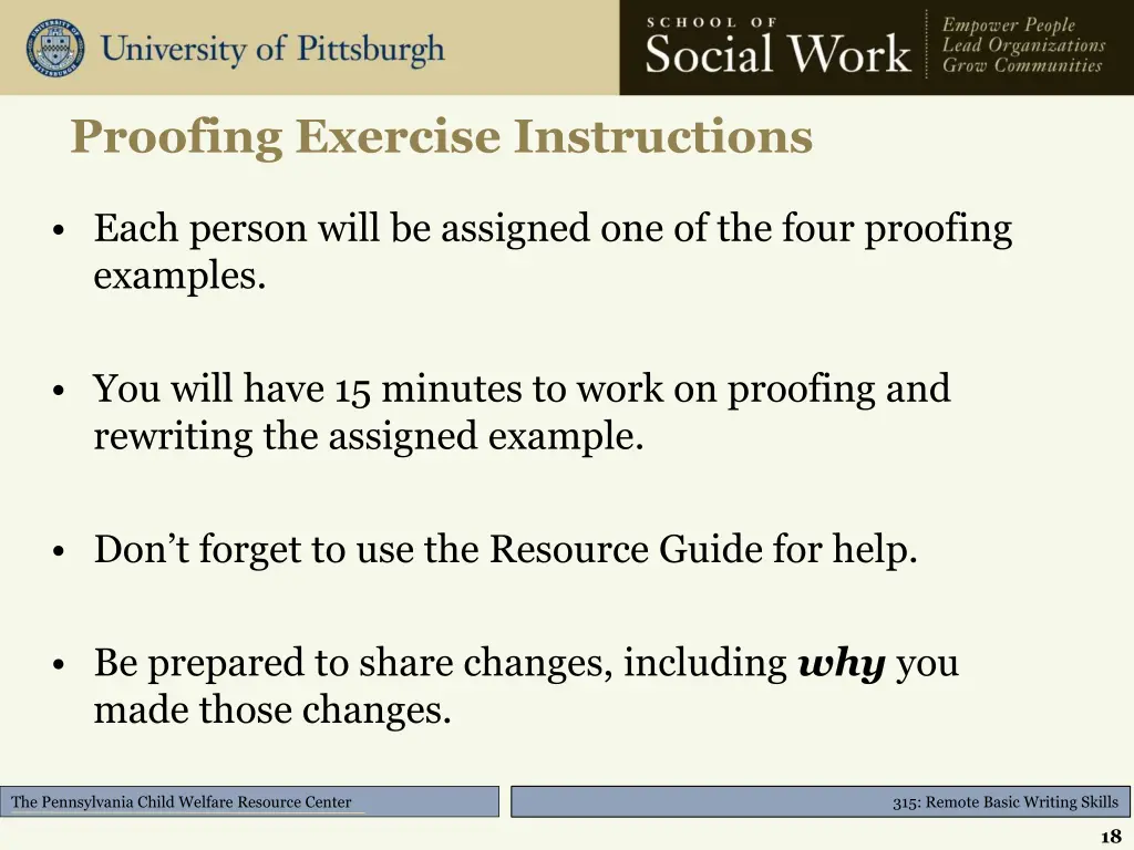 proofing exercise instructions