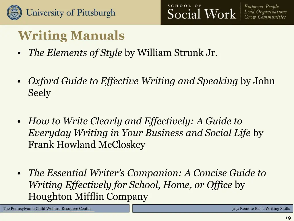 writing manuals the elements of style by william