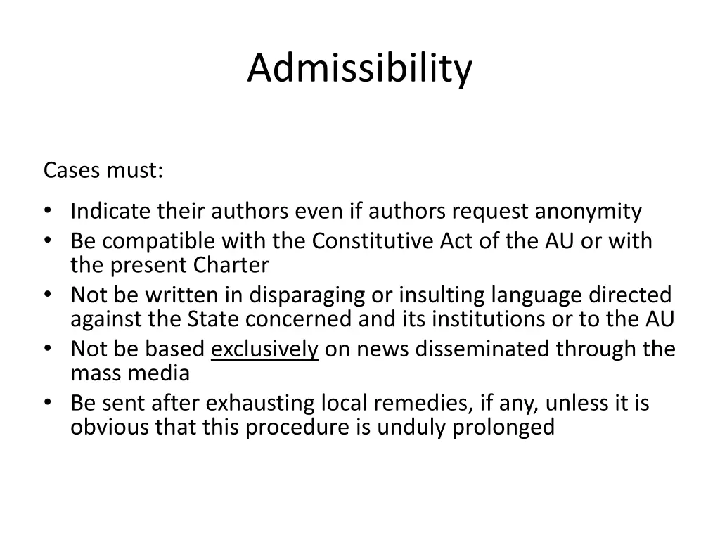 admissibility 1