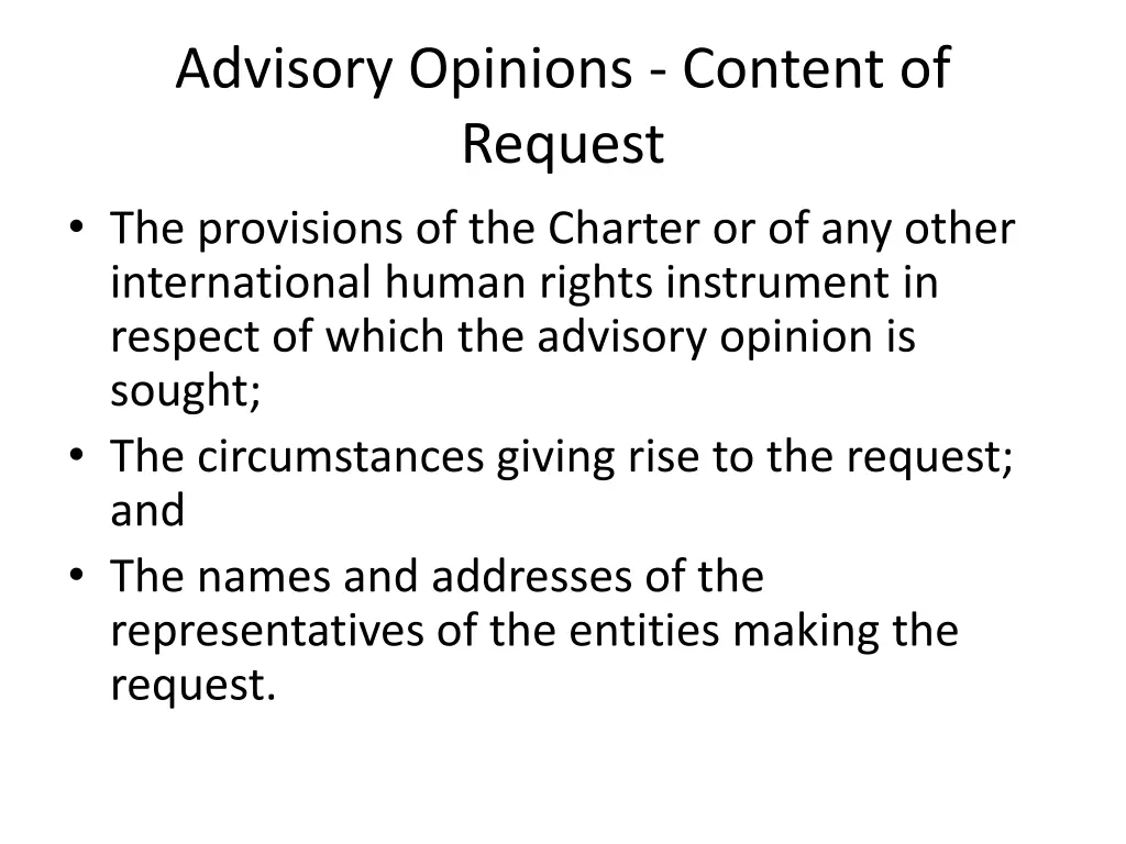 advisory opinions content of request
